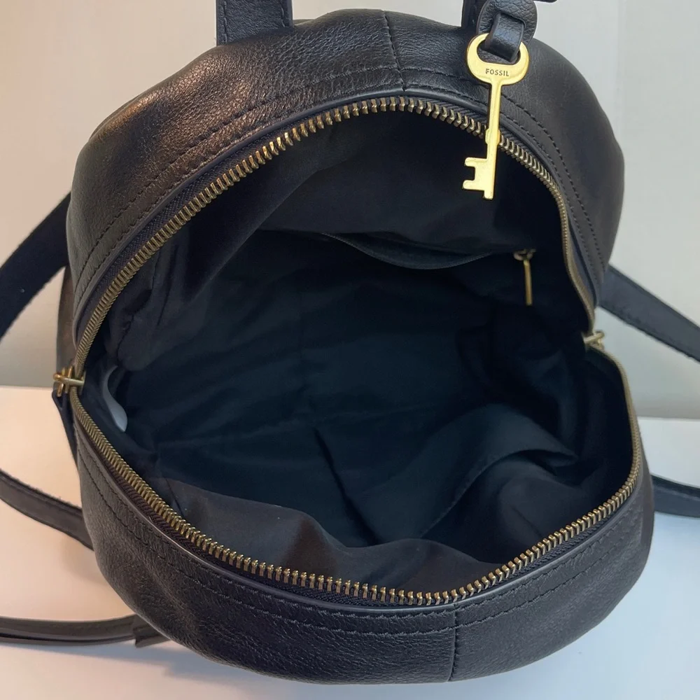 Fossil Black Genuine Leather Backpack